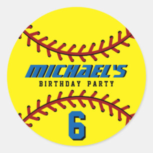 Yellow Baseball Sticker Sports Kindergeburtstag Pa