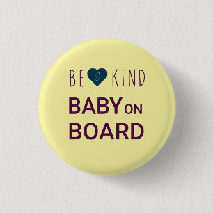 Yellow Be Kind Baby an Bord Button Button