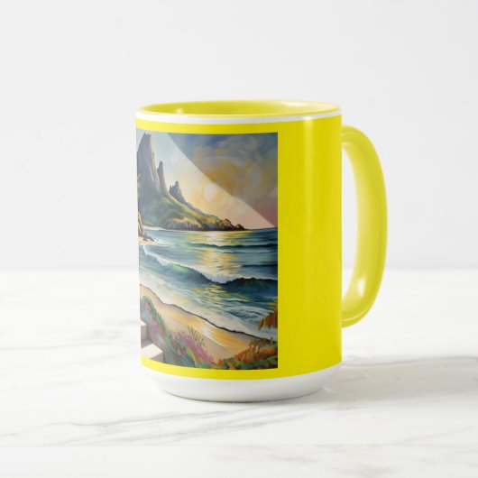 Yellow Beach Sunset Mug Tasse (VorderseiteRechts)