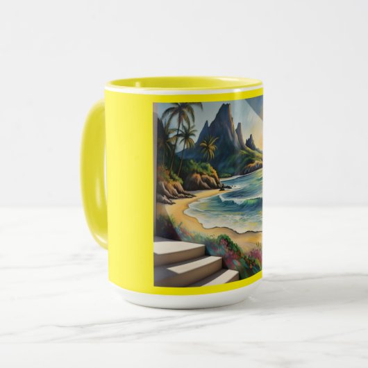 Yellow Beach Sunset Mug Tasse (Vorderseite Links)