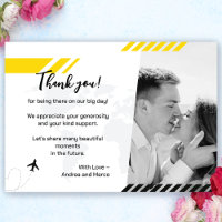 Yellow Beach Wedding Boarding Pass Danke Karte