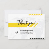 Yellow Beach Wedding Boarding Pass Danke Karte (Vorderseite)