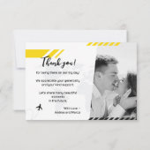 Yellow Beach Wedding Boarding Pass Danke Karte (Rückseite)