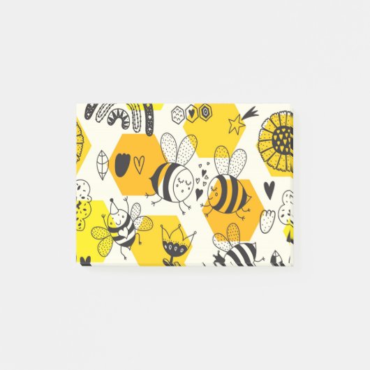 Yellow Bee and Rainbow Design Post-it Klebezettel (Vorderseite)