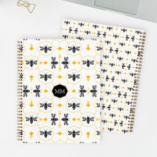 Yellow Bee Mit Monogramm To-do-ListenNotebook für  Notizblock