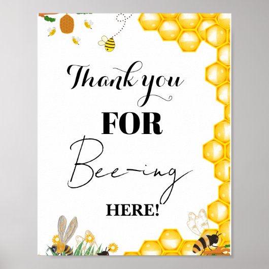 Yellow Bee Vielen Dank für Ihr Baby Duschgeschenk Poster (Vorne)
