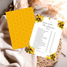 Yellow Bee Wedding Party Card