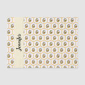 Yellow Beehive and Bumblebee Pattern Monogram Name Seidenpapier (Vorderseite)