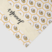 Yellow Beehive and Bumblebee Pattern Monogram Name Seidenpapier (Ausschnitt)