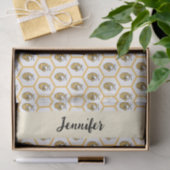 Yellow Beehive and Bumblebee Pattern Monogram Name Seidenpapier (Geschenk)