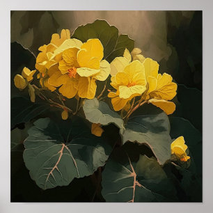 Yellow Begonias Blume Art Print Poster