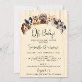 Yellow Beige Oh Baby Hunde Einladung (Vorderseite)