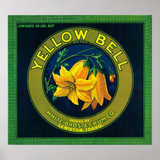 Yellow Bell Apple Crate LabelLewiston, ID Poster (Vorne)