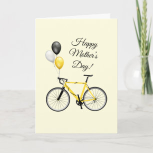 Yellow Bicycle and Ballons Mother’s Day Karte