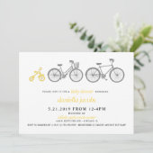 Yellow Bicycle Baby Shower Einladung (Stehend Vorderseite)