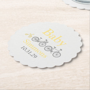 Yellow Bicycle Baby Shower Untersetzer