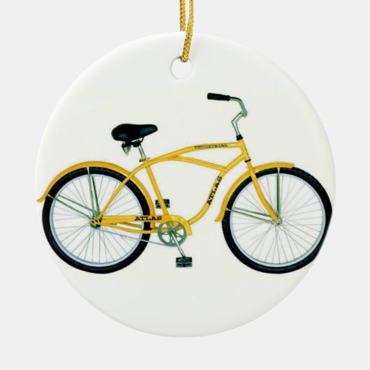 YELLOW BICYCLE CHRISTMAS ORNANAMENS KERAMIK ORNAMENT (Vorne)