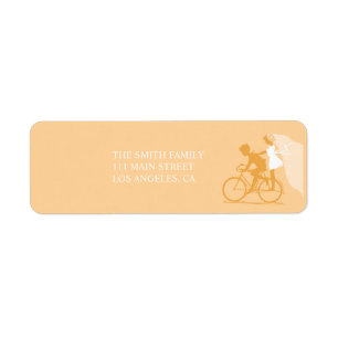 Yellow Bicycle Couple Wedding Return Label