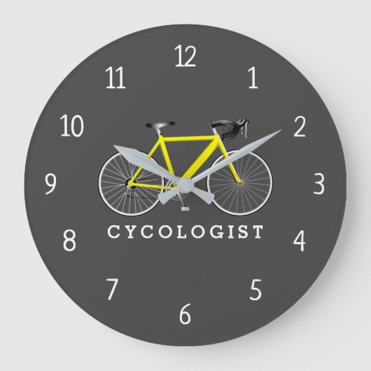 Yellow Bicycle Large Clock Große Wanduhr (Vorderseite)