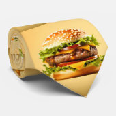 Yellow Big Hamburger Neck Tie Krawatte (Gerollt)