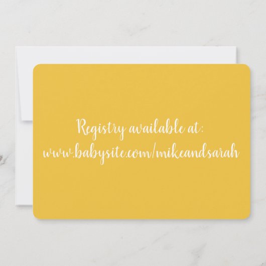 Yellow Big Little Shoes Junge neue Baby Dusche Einladung (Rückseite)