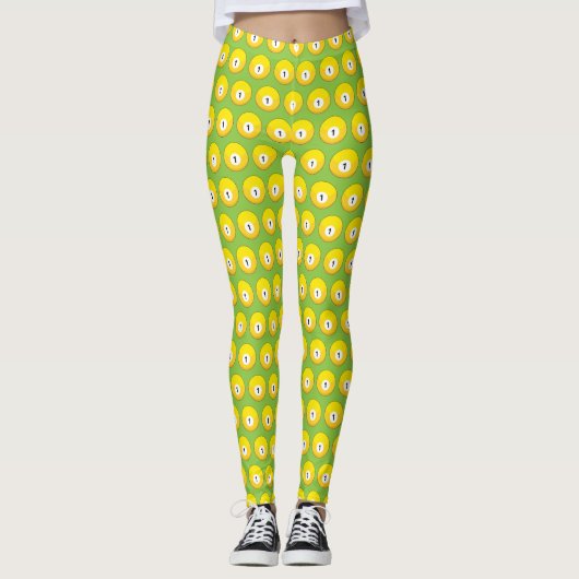 Yellow Billiard Ball Nummer 1 Muster Leggings (Vorderseite)