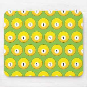 Yellow Billiard Ball Nummer 1 Muster Mousepad