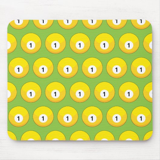Yellow Billiard Ball Nummer 1 Muster Mousepad (Vorne)