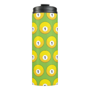 Yellow Billiard Ball Nummer 1 Muster Thermosbecher