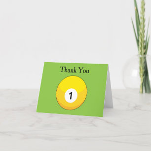 Yellow Billiard Ball Nummer Eins personalisieren Dankeskarte