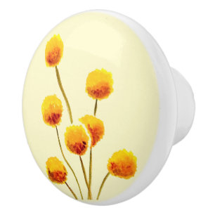 Yellow Billy Button Blume Australisches Kunstdesig Keramikknauf
