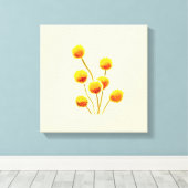 Yellow Billy Button gebürtige australische Blume Leinwanddruck (Insitu (Holzboden))