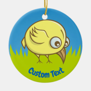Yellow bird cartoon ceramic ornament