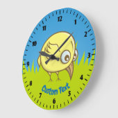 Yellow Bird-Cartoon Große Wanduhr (Winkel)