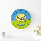 Yellow Bird-Cartoon Große Wanduhr (Zuhause)