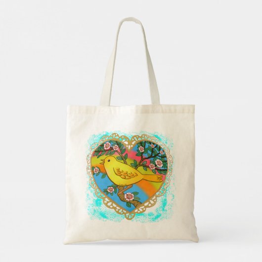Yellow Bird Heath Custom Tote Bag Tragetasche (Rückseite)