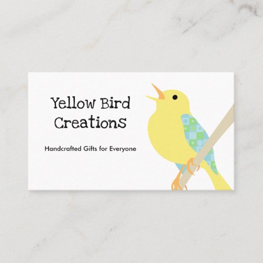 Yellow Bird Patchwork Business Card Visitenkarte (Vorderseite)