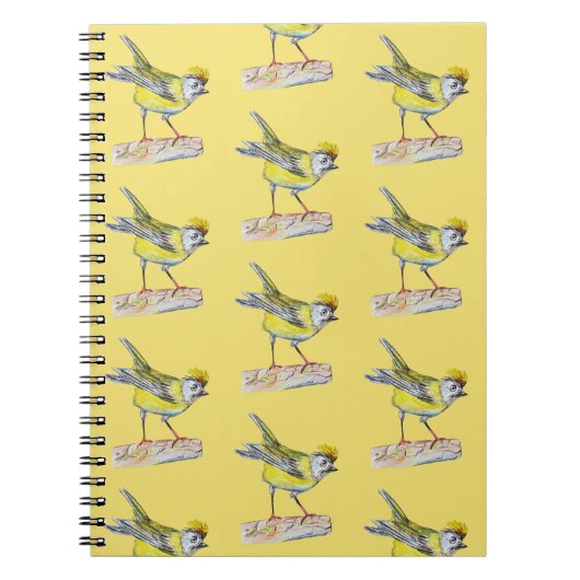 Yellow Bird-Zeichnend Foto-Notebook Notizblock (Vorderseite)