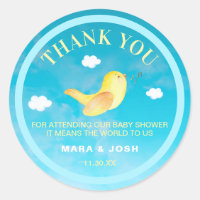 ** Yellow Birdie Blue Sky Baby Dusche Vielen Dank