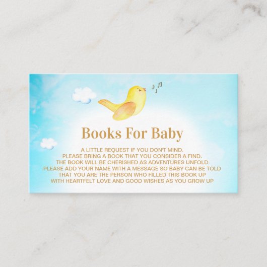 *~* Yellow Birdie Sky Babybücher für Kinder Begleitkarte (Vorderseite)