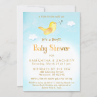 *~* Yellow Birdie Sky Cloud Baby Shower Einladung