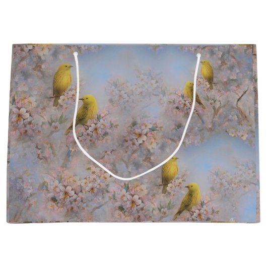 Yellow Birds Gift Bag Große Geschenktüte (Vorderseite)