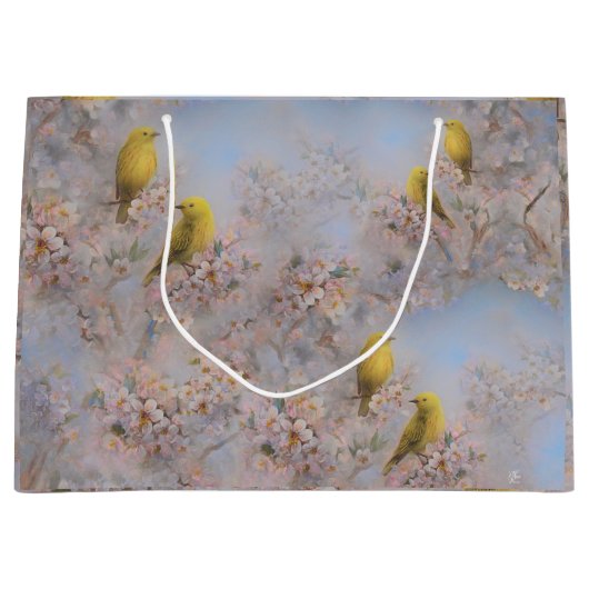 Yellow Birds Gift Bag Große Geschenktüte (Vorderseite)