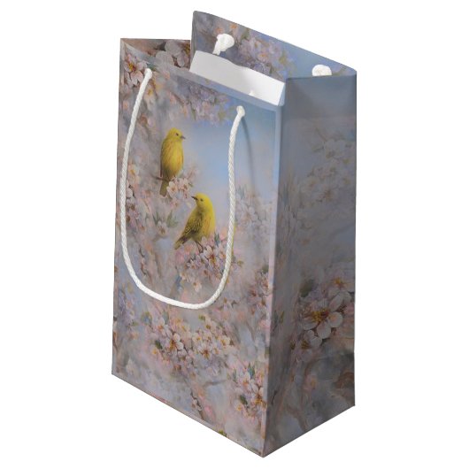 Yellow Birds Gift Bag Kleine Geschenktüte (Rückseite Schrägansicht)