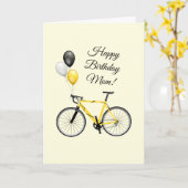 Yellow Birthday Ballon Bicycle Karte (Gelbe Blume)