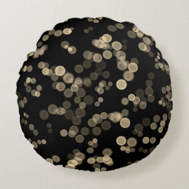 Yellow Black Abstrakt Bubble Bokeh-Muster Rundes Kissen
