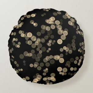 Yellow Black Abstrakt Bubble Bokeh-Muster Rundes Kissen