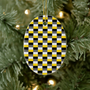Yellow, Black and Gray Color Combination Keramik Ornament