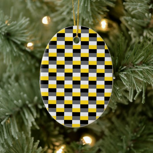 Yellow, Black and Gray Color Combination Keramik Ornament (Baum)