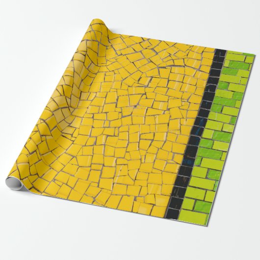 Yellow, black, and green brick wall planning geschenkpapier (Ungerollt)